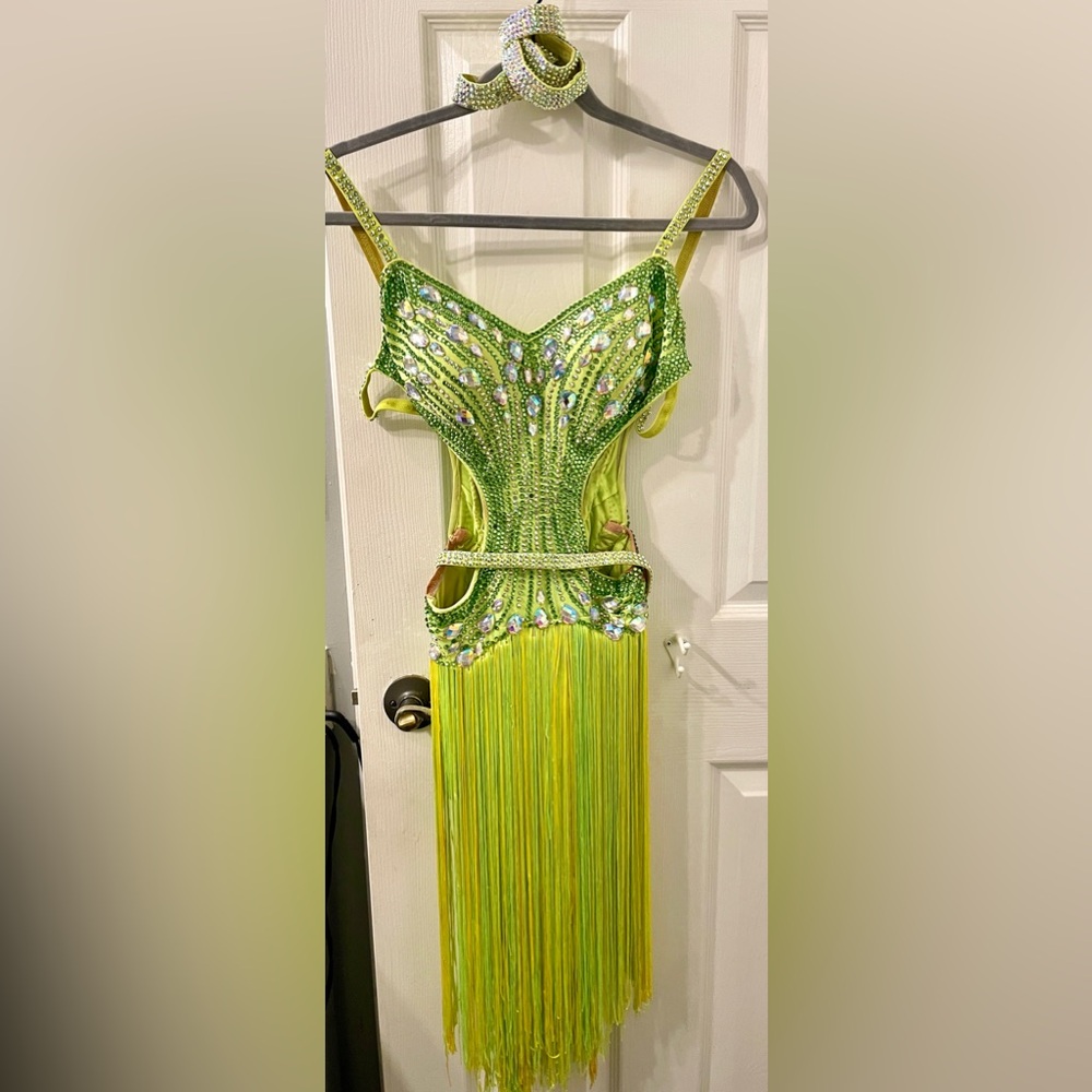 Gorgeous Green & Yellow Rhythm/Latin Ballroom Dress